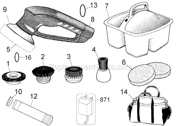 Page A Diagram and Parts List for S100 Type 1 Black and Decker Power Scrubber
